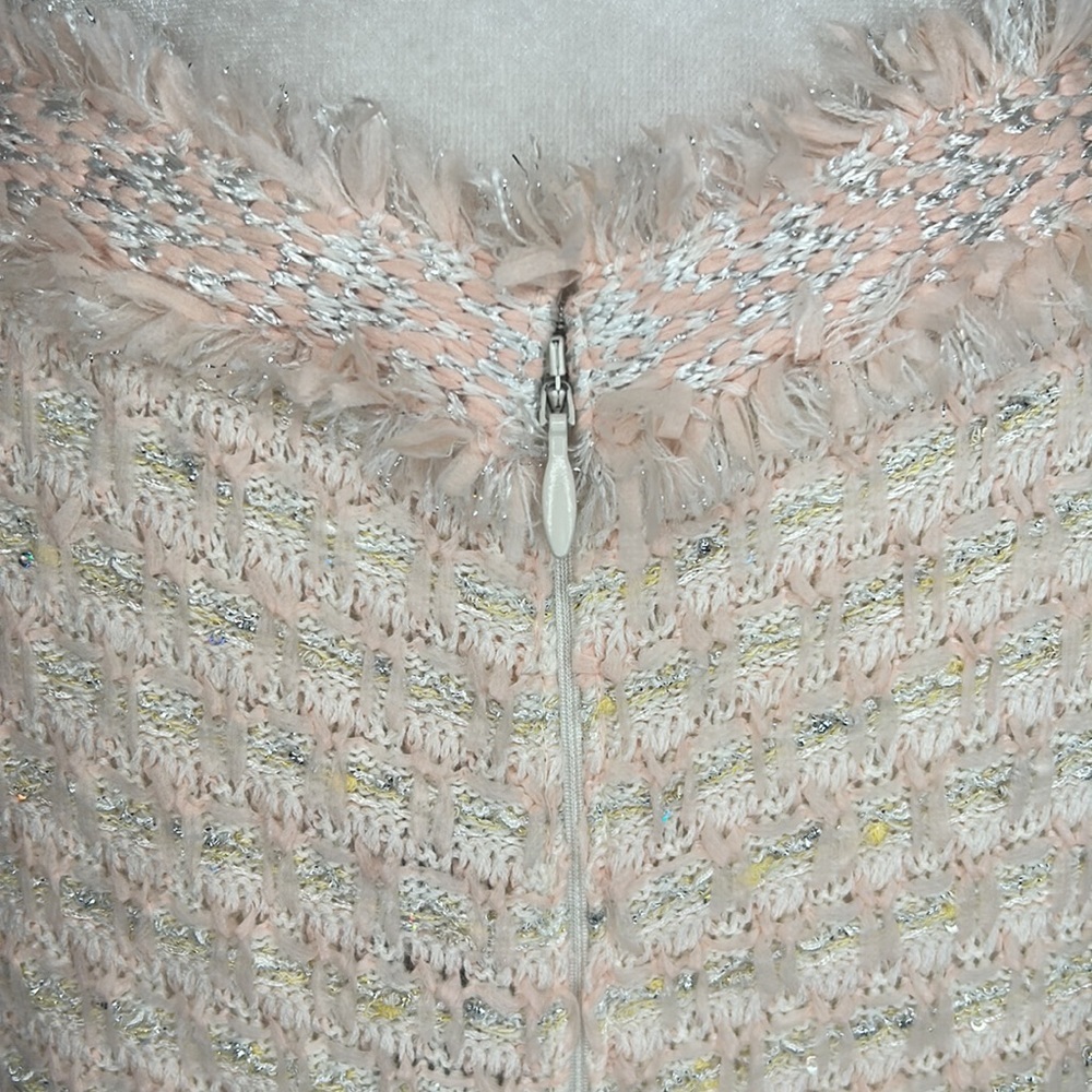 St.John Tweed Sheath Dress Pink  French Rose Combo With Silver Metallic Size 10 - Picture 11 of 16